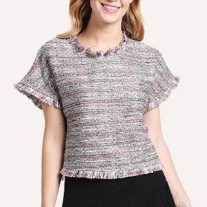 Cupcakes & Cashmere Thalia Tweed Top SMALL